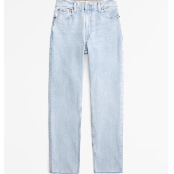 A & F Curve Love High Rise Mom Jeans, size 31, Light with Raw Hem - Picture 1 of 3